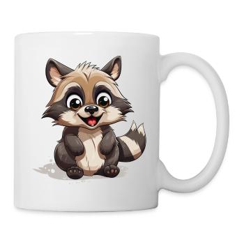Waschbär Logo Niedlicher Waschbär - Tasse - Weiß - Rechts