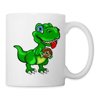 Dinosaur with donut - Mug - white - Right