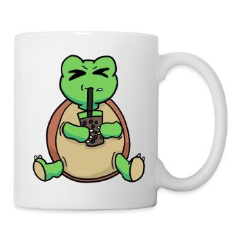 Bubble Tea Drinking Sea Turtle Anime Kawaii - Mug - white - Right