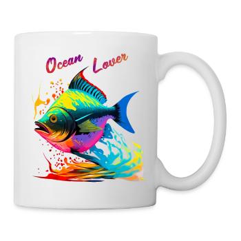 Ocean Lover. Poisson coloré - Mug blanc - blanc - Droite