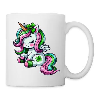 St. Patrick's Day Einhorn Feier Design - Tasse - Weiß - Rechts