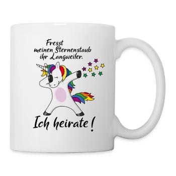 Fresst Sternenstaub Einhorn Ich heirate JGA - Tasse - Weiß - Rechts