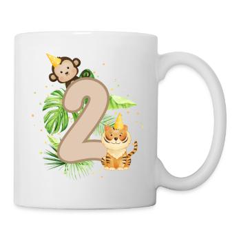Zweiter Geburtstag Dschungel Tiger Affe Babyparty - Tasse - Weiß - Rechts