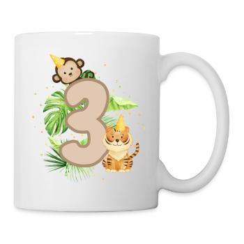 Dritter Geburtstag Dschungel Tiger Affe Babyparty - Tasse - Weiß - Rechts