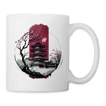 Tranquil Harmony: Japanese Temple with Zen - Mug - white - Right