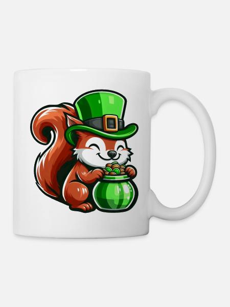 Conception de bande dessinée écureuil mignon de la Saint-Patrick - Mug blanc - blanc