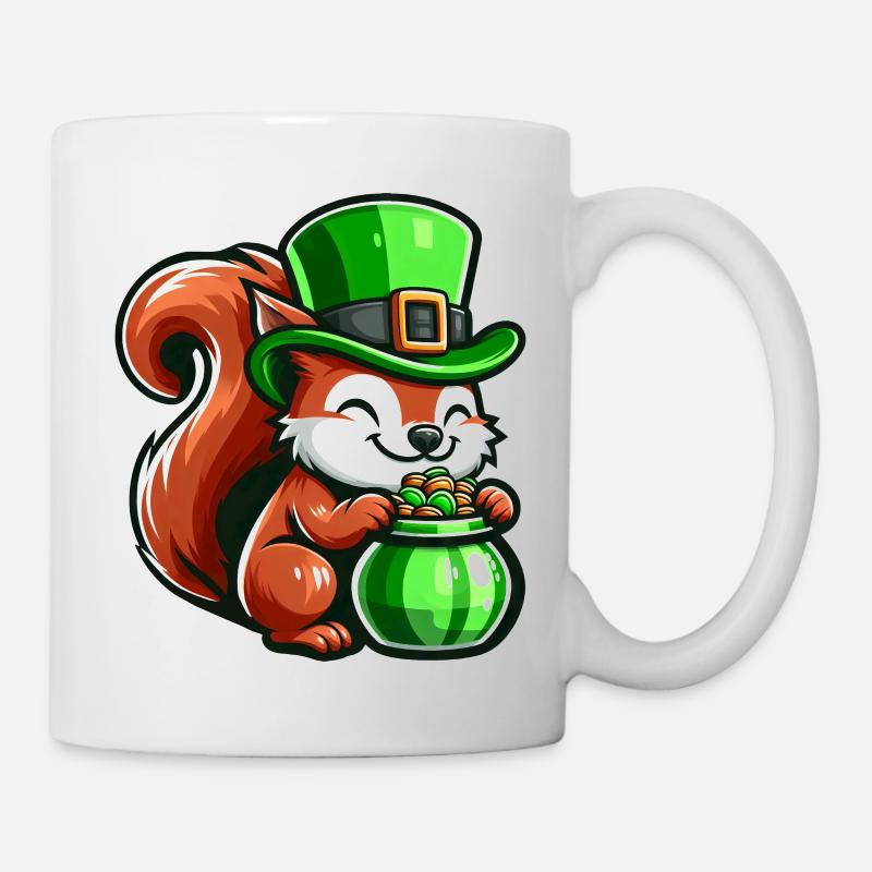 Conception de bande dessinée écureuil mignon de la Saint-Patrick - Mug blanc - blanc