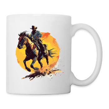 Cowboy Pferd Wild West Western Reiten Wildnis USA - Tasse - Weiß - Rechts