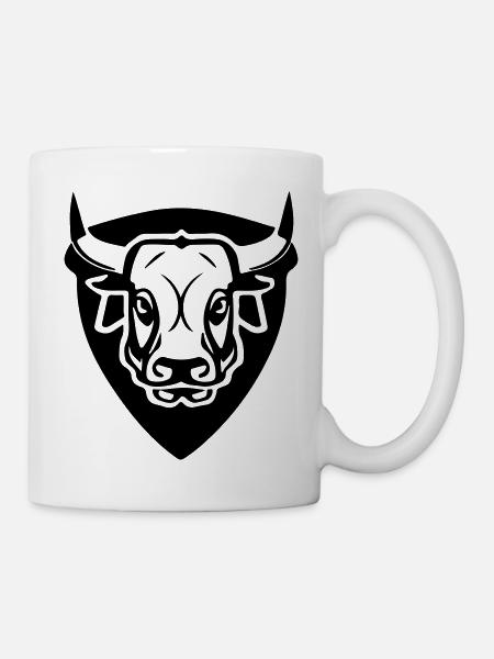 Stier vorne mit Schild - Tasse - Weiß
