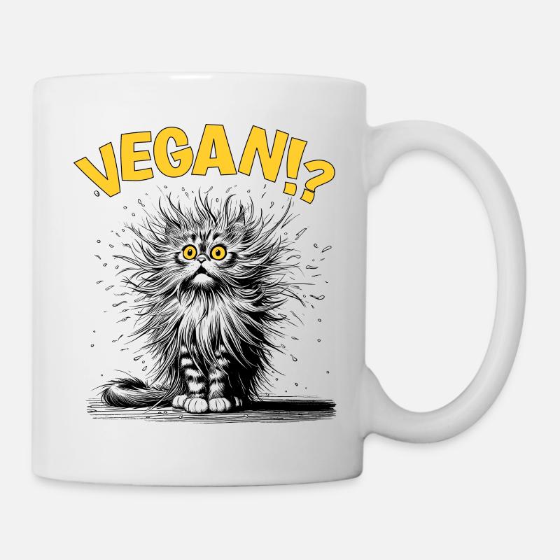 Chat végétalien, Bande dessinée - Mug blanc - blanc