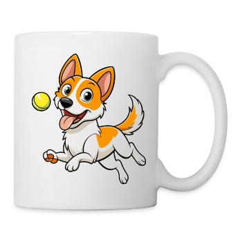 Energischer Spielzeug Foxterrier holen Tennisball Kunst - Tasse - Weiß - Rechts