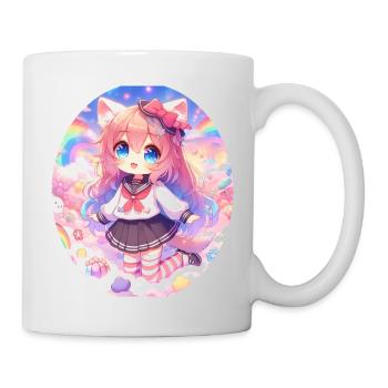 A cute anime girl in a cloud garden - Mug - white - Right