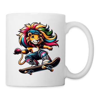 Freche Skater-Giraffe mit Skateboard - Tasse - Weiß - Rechts