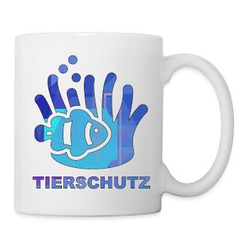 Fisch mit Algen und Tierschutzschriftzug - Tasse - Weiß - Rechts