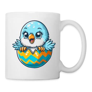 Bunter Wellensittich Schlüpft Osterei Cartoon - Tasse - Weiß - Rechts