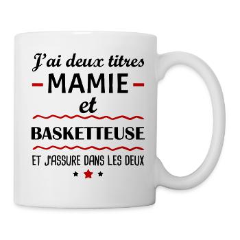 Deux titres mamie basketteuse, basket, grand-mère - Mug blanc - blanc - Droite