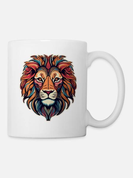 Löwenkopf psychedelisch - Tasse - Weiß
