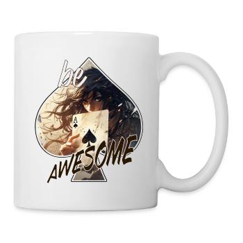 Poker-Spielkarten Motiv - be awesome - Tasse - Weiß - Rechts