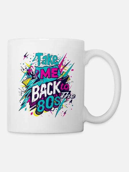 80s 80er Jahre Musik Bunt Party Karneval Kostüm - Tasse - Weiß