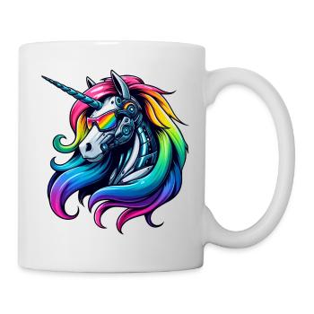 Cool Cyborg Licorne Arc-en-ciel - Mug blanc - blanc - Droite