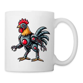Futuristischer Huhn-Hahn Cyborg Roboter - Tasse - Weiß - Rechts