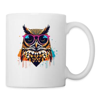 Coole Eule mit Sonnenbrille popart - Tasse - Weiß - Rechts