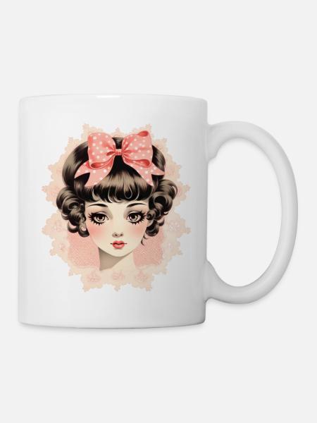 Vintage Coquette French Girl - Mug - white