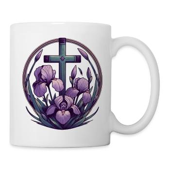 Christliches Kreuz Lila Iris - Tasse - Weiß - Rechts