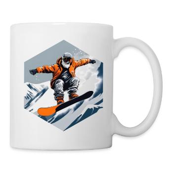 Snowboarder Old Man With Beard - Mug - white - Right