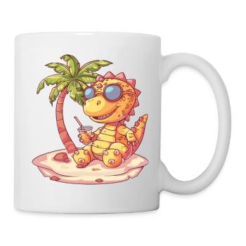 Dinosaur stegosaurus island palm tree - Mug - white - Right