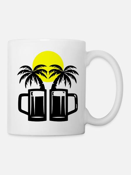 Bier Urlaub Palmen - Tasse - Weiß