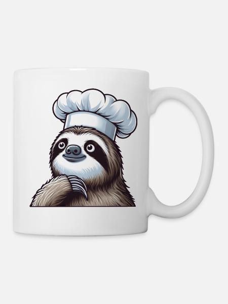 Süßes Faultier als Chefkoch - Tasse - Weiß