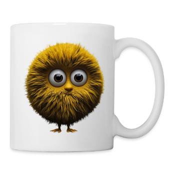 Drôle de créature avec de grands yeux ronds et de la fourrure - Mug blanc - blanc - Droite
