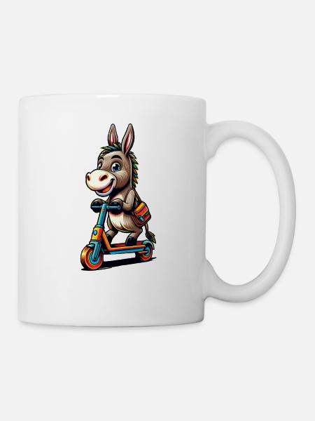 Âne effronté en tournée (design coloré) - Mug blanc - blanc