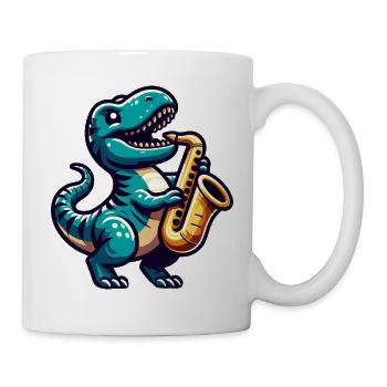 T-Rex Dinosaurier Saxofon Jazz Musik - Tasse - Weiß - Rechts