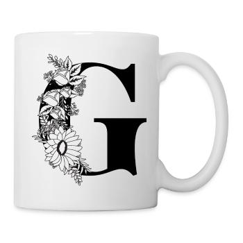 Lettre g floral noir et blanc - Mug blanc - blanc - Droite