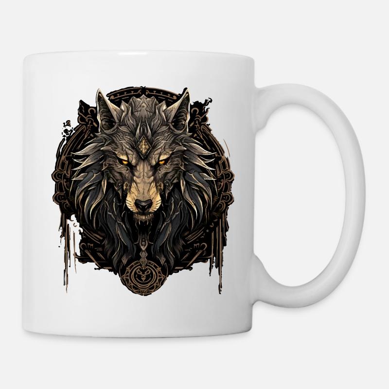 Loup viking Les loups d’Odin Viking Valhalla - Mug blanc - blanc