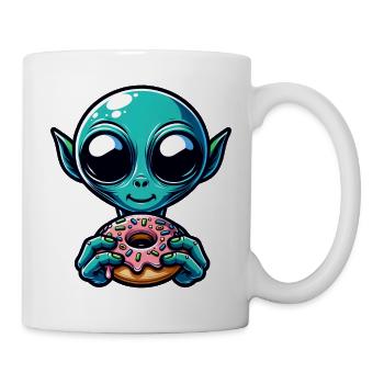 Außerirdischer UFO Donut Gebäck Bäcker Lustig - Tasse - Weiß - Rechts