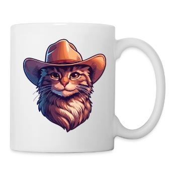 Cowboy-Katze - Tasse - Weiß - Rechts