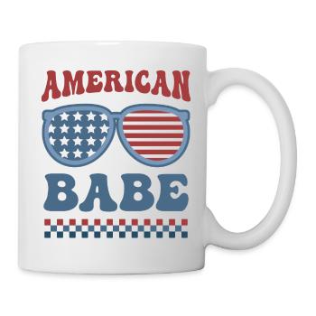 4th of July American Babe Retro Patriotic - Mug - white - Right