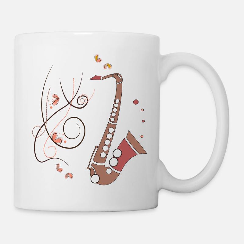 Saxofon Musikinstrument - Tasse - Weiß