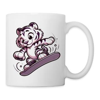 Tigre snowboarder mignon - Mug blanc - blanc - Droite