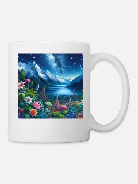 Nuit Étoilée sur Jardin Alpin n°2 - Mug blanc - blanc