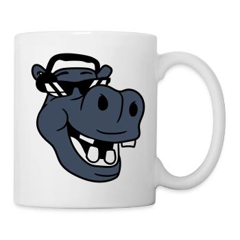 Laughing hippo comic face party club music - Mug - white - Right
