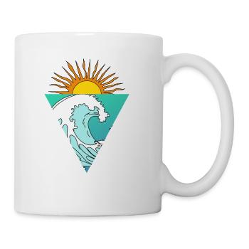Wave Sun Sea Triangle Retro Logo Triangle - Mug - white - Right