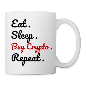 Oreille. Dormir. Achetez des cryptomonnaies. Répéter. - Mug blanc - blanc - Droite