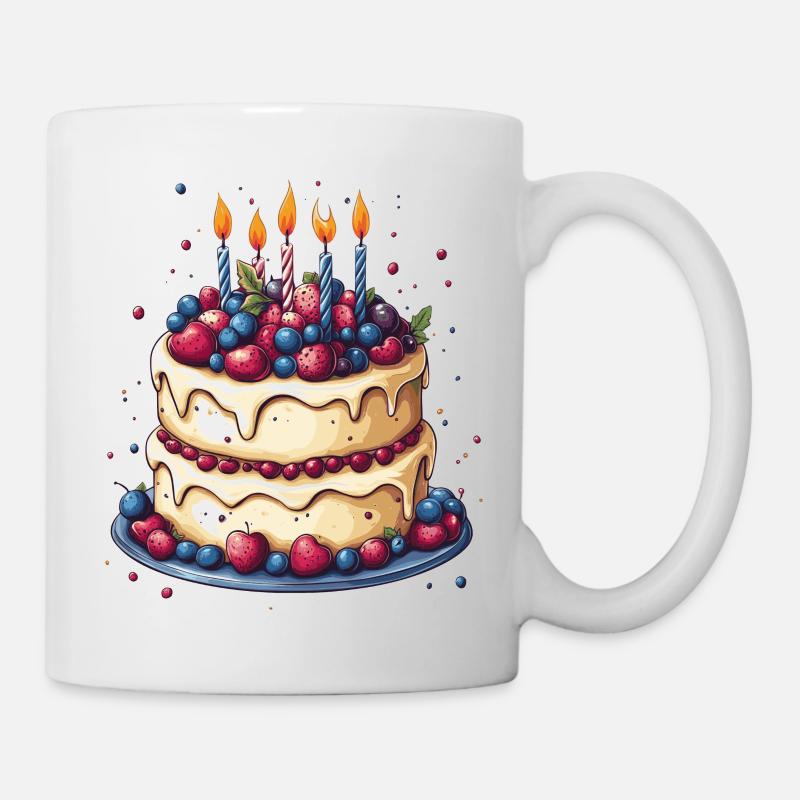 Geburtstagstorte - Tasse - Weiß