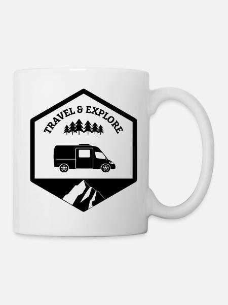 Fourgon travel and explore noir - Mug blanc - blanc