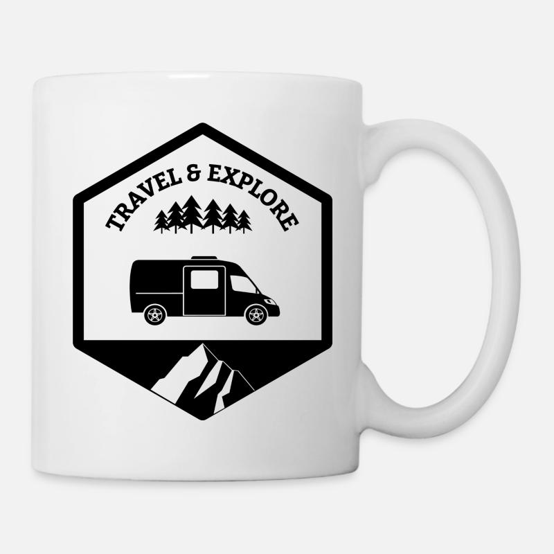 Travel and explore van black - Mug - white