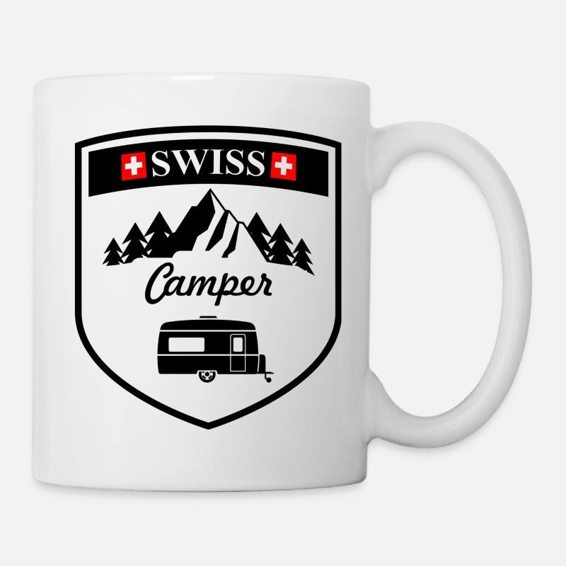 Caravan Swiss camper black - Mug - white